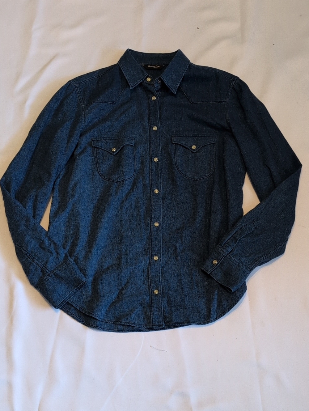 Women's Dark Blue Denim Button-Down Shirt